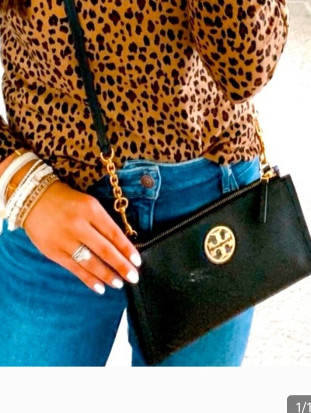 Tory Burch Carson Zip Top Pebbled Leather Crossbody in Black 9"×6"×1" - Picture 15 of 16
